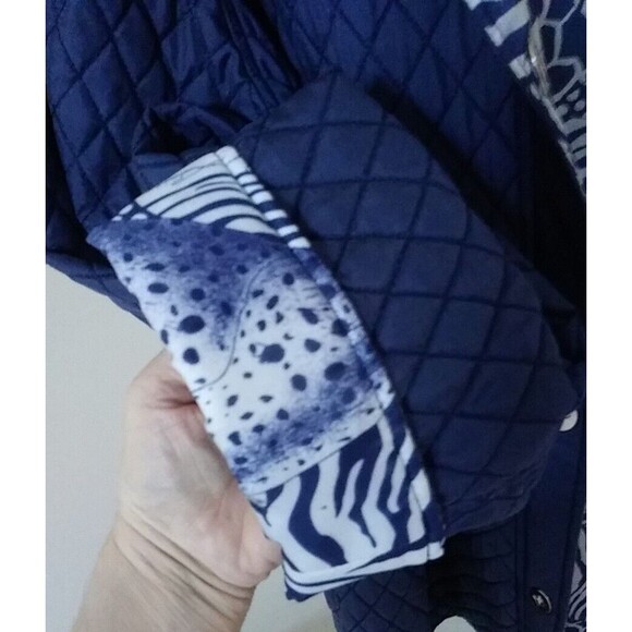 DENNIS BASSO Quilted Silk Jacket Womens Size 2x Blue Coat Outerwear Lined Jacket - Picture 8 of 11